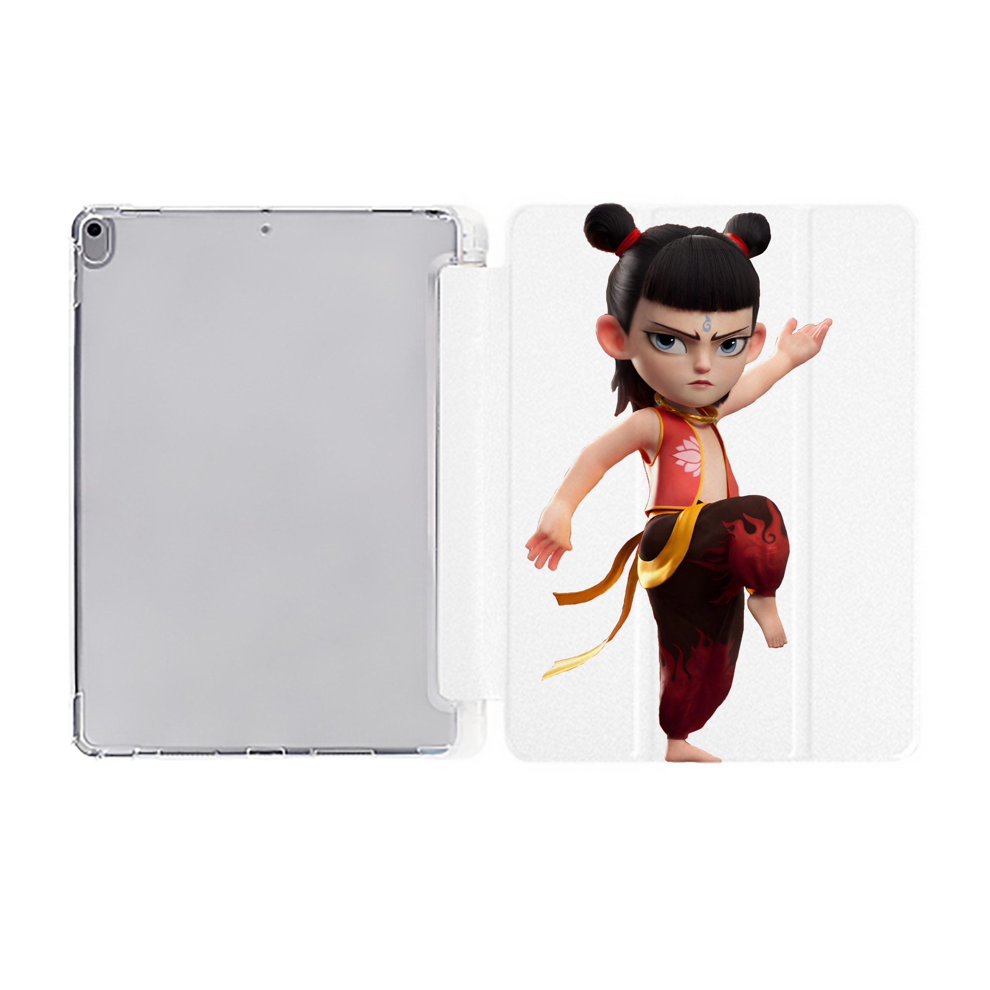 （画像用） Ne Zha 2 ナタ 魔童の大暴れ IPad ケース ペン収納付き 三つ折りスタンド PUレザー×シリコン 対応機種9.5/10.5/10.9インチ